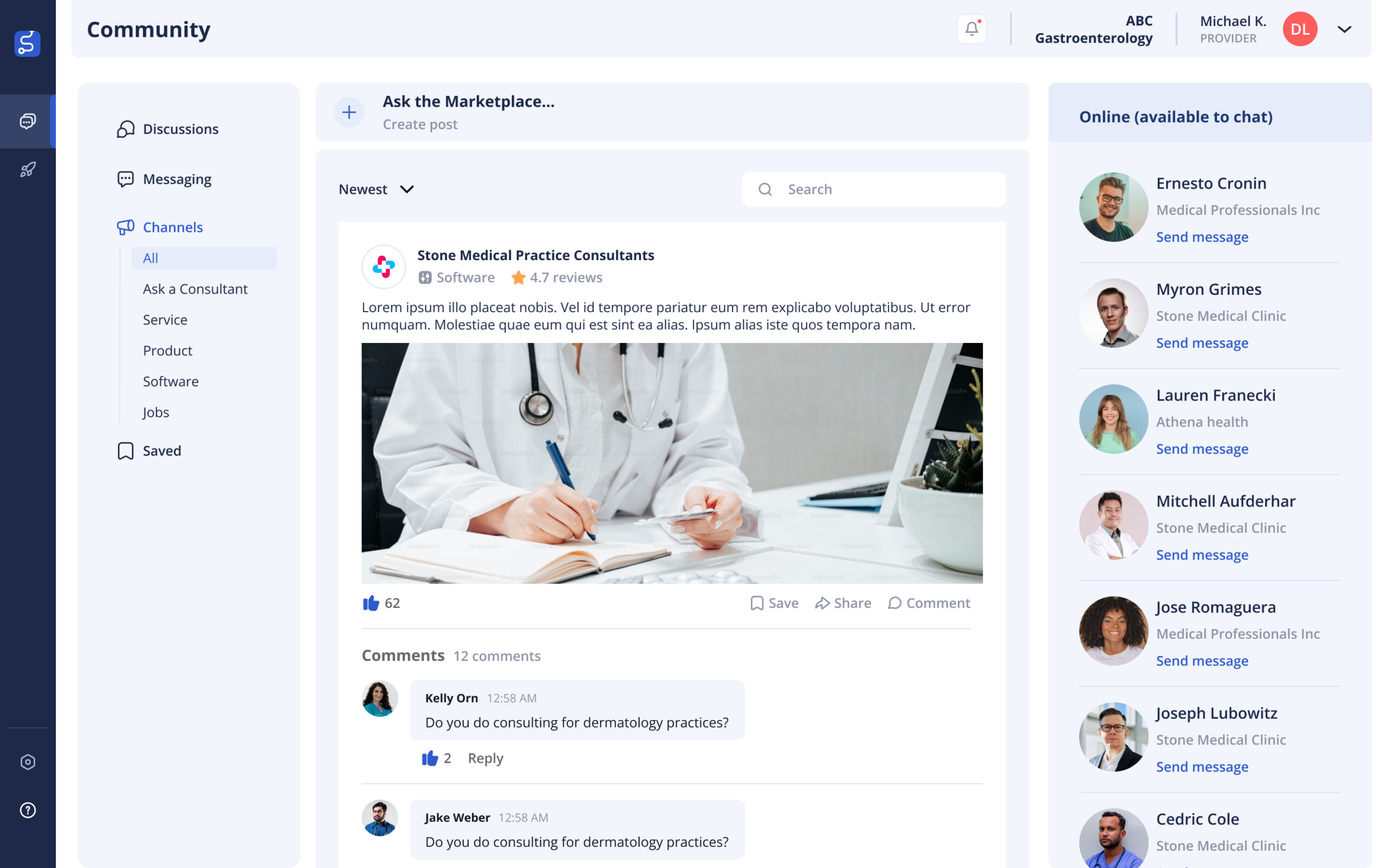 Medpm Independent Medical Practice Manager Vendor Marketplace channels & Ask